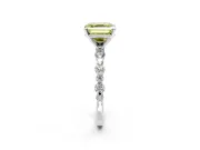 Solitaire Engagement Ring Setting for Fancy Yellow Asscher Cut Center with Alternating Size Accents and Prong Head in Platinum