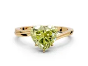 Solitaire Engagement Ring Setting for Fancy Yellow Heart-Shaped Center with Plain Bypass Twist Band and Prong Head in Yellow Gold