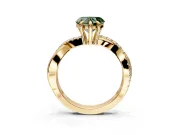 Solitaire Engagement Ring Setting for Fancy Green Heart-Shaped Center with Half-Pave Crossover Band and Prong Head in Yellow Gold