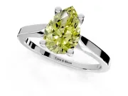 Solitaire Engagement Ring Setting for Fancy Yellow Pear-Shaped Center with Tapered Shoulders and Prong Head in Sterling Silver