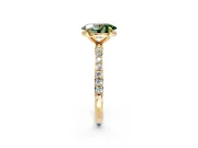 Solitaire Engagement Ring Setting for Fancy Green Oval Center with Pave Accents and Prong Head in Yellow Gold