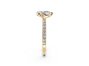 Solitaire Engagement Ring Setting for Pear-Shaped Center with Pave Band and Claw Prong Head in Yellow Gold