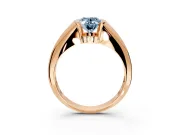 Tension Engagement Ring Setting for Fancy Blue Oval Center with Wide Tapered Band and Tension Head in Rose Gold