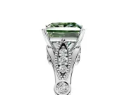Solitaire Engagement Ring Setting for Fancy Green Princess Cut Center with Marquise and Bezel Accents and Prong Head in Platinum