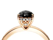 Solitaire Engagement Ring Setting for Fancy Black Pear-Shaped Center with Fine Wire Band and Prong Head in Rose Gold