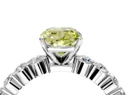 Shared-Prong Engagement Ring Setting for Fancy Yellow Cushion Cut Center with Graduated Accents and Prong Head in Sterling Silver