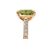 Solitaire Engagement Ring Setting for Fancy Yellow Emerald Cut Center with Channel Accents and Prong Head in Rose Gold