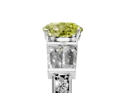 Channel-Set Engagement Ring Setting for Fancy Yellow Round Cut Center with Baguette Band and Prong Head in Sterling Silver