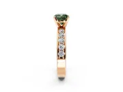 Solitaire Engagement Ring Setting for Fancy Green Cushion Cut Center with Channel-Set Accents and Prong Head in Rose Gold