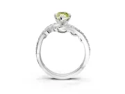 Solitaire Engagement Ring Setting for Fancy Yellow Marquise Center with Pave Bypass Twist Band and Prong Head in White Gold