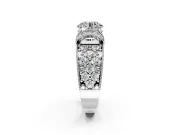 Pave Engagement Ring Setting for Round Cut Center with Curved Accent Rows, Openwork and Prong Head in Platinum