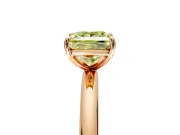 Low-Set Solitaire Engagement Ring Setting for Fancy Yellow Princess Cut Center with Thin Plain Band and Prong Head in Rose Gold