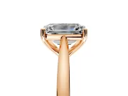 Solitaire Engagement Ring Setting for Emerald Cut Center with Narrow Cathedral Band and Prong Head in Rose Gold