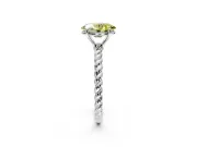 Solitaire Engagement Ring Setting for Fancy Yellow Oval Center with Plain Twisted Rope Band and Prong Head in Platinum