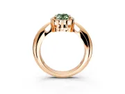 Halo Engagement Ring Setting for Fancy Green Oval Center with Tapered Plain Band and Prong Head in Rose Gold