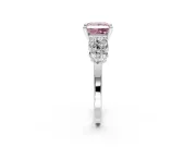 Cluster Engagement Ring Setting for Fancy Pink Princess Cut Center with 2-Row Shoulder Clusters and Prong Head in White Gold