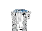 Halo Engagement Ring Setting for Fancy Blue Pear-Shaped Center with Wide-Open Pave Split Shank and Prong Head in Platinum