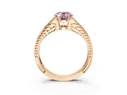 Split Shank Engagement Ring Setting for Fancy Pink Oval Center with Pave Split Shank and Prong Head in Rose Gold