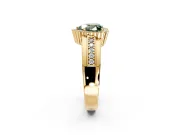 Halo Engagement Ring Setting for Fancy Green Heart-Shaped Center with Wide Band, Inlaid Accent Row and Prong Head in Yellow Gold