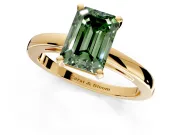 Solitaire Engagement Ring Setting for Fancy Green Emerald Cut Center with Basket Rail and Prong Head in Yellow Gold