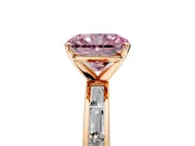 Solitaire Engagement Ring Setting for Fancy Pink Radiant Cut Center with Channel Baguette Band and Prong Head in Rose Gold