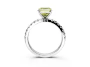 Open Basket Engagement Ring Setting for Fancy Yellow Asscher Cut Center with Pave Band and Prong Head in Sterling Silver