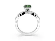 Solitaire Engagement Ring Setting for Fancy Green Cushion Cut Center with Criss-Cross Accent Band and Prong Head in Sterling Silver