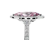 Halo Engagement Ring Setting for Fancy Pink Marquise Center with Pave Accents, Heart Basket and Prong Head in Platinum