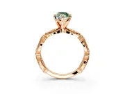 Solitaire Engagement Ring Setting for Fancy Green Marquise Center with Marquise Panel Band and Prong Head in Rose Gold