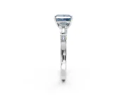 Bar-Set Engagement Ring Setting for Fancy Blue Princess Cut Center with Tapered Baguette Accents and Prong Head in Platinum