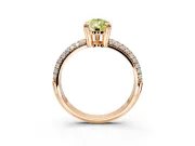Solitaire Engagement Ring Setting for Fancy Yellow Pear-Shaped Center with Multi-Row Pave Accents and Basket Head in Rose Gold