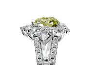 Halo Engagement Ring Setting for Fancy Yellow Heart-Shaped Center with Two-Strand Split Shank and Prong Head in Sterling Silver
