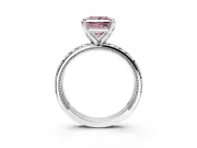 Solitaire Engagement Ring Setting for Fancy Pink Princess Cut Center with XO Engraved Band and Prong Head in Sterling Silver