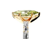Baguette Engagement Ring Setting for Fancy Yellow Marquise Center with Alternating Bar-Set Band and Prong Head in Yellow Gold