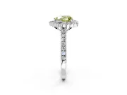 Milgrain Floral Halo Engagement Ring Setting for Fancy Yellow Heart-Shaped Center with Pave Band and Prong Head in Sterling Silver