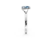 Solitaire Engagement Ring Setting for Fancy Blue Pear-Shaped Center with Fine Wire Band and Prong Head in Sterling Silver