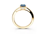 Solitaire Engagement Ring Setting for Fancy Blue Emerald Cut Center with Open Cathedral Shoulders and Prong Head in Yellow Gold