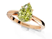 Solitaire Engagement Ring Setting for Fancy Yellow Pear-Shaped Center with Open Cathedral Shoulders and Prong Head in Rose Gold