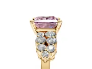 Cluster Engagement Ring Setting for Fancy Pink Princess Cut Center with 2-Row Shoulder Clusters and Prong Head in Yellow Gold