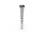 Solitaire Engagement Ring Setting for Fancy Green Cushion Cut Center with Pave Cathedral Shoulders and Prong Head in Platinum
