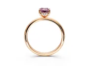 Hidden Halo Engagement Ring Setting for Fancy Pink Emerald Cut Center with Thin Round-Wire Band and Prong Head in Rose Gold