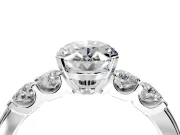 5 Stone Engagement Ring Setting for Oval Center with Plain Band and Prong Head in Platinum