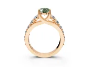 Solitaire Engagement Ring Setting for Fancy Green Oval Center with Graduated Shared Prongs and Prong Head in Rose Gold