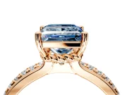 Solitaire Engagement Ring Setting for Fancy Blue Princess Cut Center with Raised Channel Band and Prong Head in Rose Gold