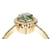 Halo Engagement Ring Setting for Fancy Green Marquise Center with Inner Milgrain Border and Prong Head in Yellow Gold