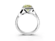 Halo Engagement Ring Setting for Fancy Yellow Princess Cut Center with Narrow Pave Split Shank and Prong Head in White Gold
