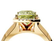 Halo Engagement Ring Setting for Fancy Yellow Princess Cut Center with Knife Ridge Cathedral Band and Prong Head in Yellow Gold
