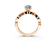 Solitaire Engagement Ring Setting for Fancy Blue Pear-Shaped Center with Milgrain Bezel Accents and Prong Head in Rose Gold