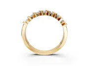 Round Cut Lab-Grown Diamond Two-Row Channel-Set Anniversary Wedding Band with Vertical Prongs in Yellow Gold