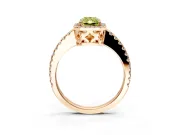 Accent Halo Engagement Ring Setting for Fancy Yellow Radiant Cut Center with Full-Length Pave Band and Prong Head in Rose Gold